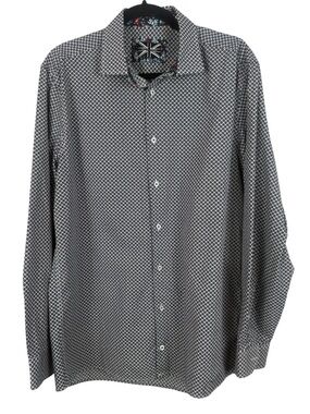 Soul of London Cotton Men’s Slim Fit Geometric Print Dress Shirt - Size 16.5 L